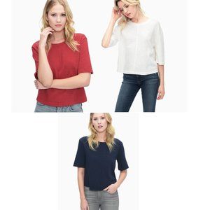 NWT Splendid Women's Cotton Slub Elbow Sleeve Tee Red, White, and Blue $65